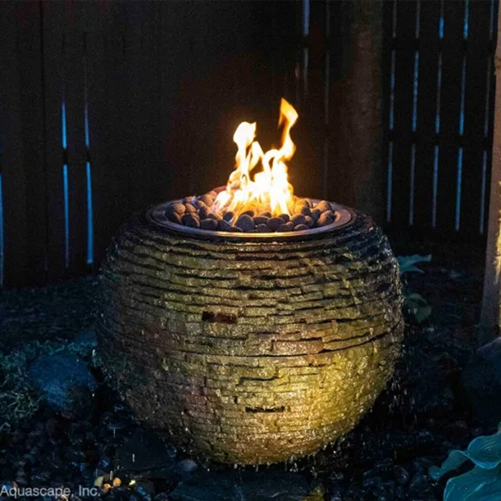 Aquascape Stacked Slate Sphere Fire Fountain