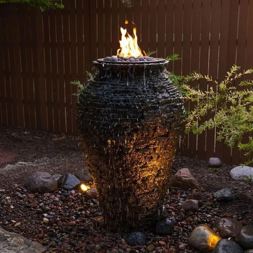 Aquascape Stacked Slate Urn Fire Fountain